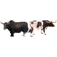 2023 Hot-Plastic Texas Longhorn Bull Cattle Animals Action Figures &amp; 14.5X3.5X8.5Cm Classic Black Yak Animals Action Figures