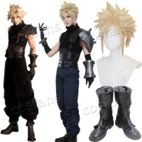 Anime aFinal Fantasy VII 7 Cosplay Cloud Strife Cosplay Costume Outfit Uniform Halloween Party Costumes Cloud Strife Golden Wigs