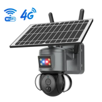 LEVOFAST Ubox 4MP 2K WIFI Red and Blue Light Alarm Security IP Dual Lens 4G Solar Camera With Sim Card