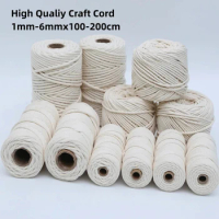 Macrame Cord 1/2/3/4/5/6mm 109/218Yards Cotton Macrame Rope Craft Cord for DIY Crafts Knitting Plant Hangers Christmas Wedding