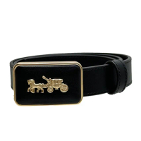 【COACH】方形馬車LOGO皮革皮帶