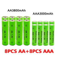 AA + AAA rechargeable AA 1.5V 3800mAh/1.5V AAA 3000mah Alkaline battery flashlight toys watch MP3 player replace Ni-Mh battery