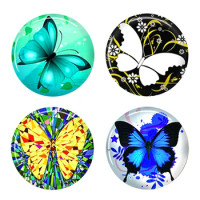 10mm 12mm 25mm 14mm 16mm 18mm 20mm Photo Glass Cabochons Round Cameo Set Handmade Settings Stone Snap Butterfly TCC008