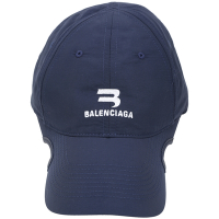BALENCIAGA Notch Tracksuit 字母刺繡缺口帽簷棉質棒球帽(藍色)