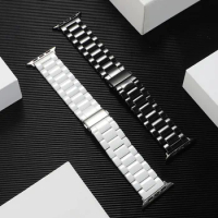 Ceramic Strap Link for Apple Watch Series 5 4 3 2 1 Butterfly Buckle Band Bracelet for IWatch 40mm 44mm 38mm 42mm Wirstband Loop