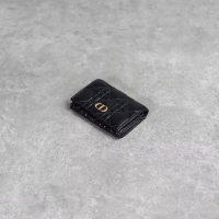 Dior Dompet CHRISTIAN DIOR CARO LEATHER BLACK BIFOLD WALLET 100% ORIGINAL