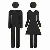 WC Wall Stickers Toilet Signs Restroom Washroom Signage Plaque Mirror Surface Man &amp; Woman Door Signs Signboard Poster Bronze