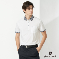 Pierre Cardin皮爾卡登 男款 純絲光棉素色短袖polo衫-白色(5237215-90)