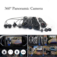 360 Panoramic Car Camera Surround View AHD Right+Left+Front+ Rear View Camera System for Android Auto Radio Night Vision