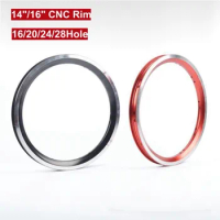 1 Pc Folding Bicycle Rim 412/14Inch 305/16Inch 20/24Hole Aluminum Alloy Ring CNC Black Silvery Red Customized
