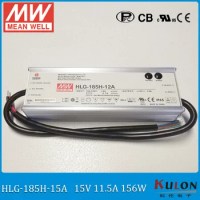 Original MEAN WELL HLG-185H-15A 185W 11.5A 15V output adjustable led power supply IP65 waterproof Meanwell led driver with PFC