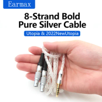For NEW Utopia FOCAL Utopia Earphone Replaceable 8-strand 4.4mm 2.5mm Balanced Sterling Silver Earphone Upgrade Cable