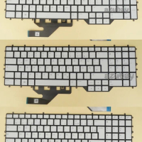 German DE French LAS Spanish Keyboard for Laptop DELL Alienware Area 51m R2, 0NC7YD 0T1NW0 0MPP8C, Pey Key RGB Backlight, White