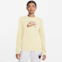 【NIKE 耐吉】上衣 女款 長袖上衣 大學T 運動 AS W NSW CLUB FLC FT GX CREW 黃 FN3629-113