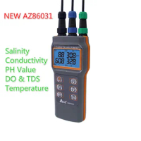 Upgraded Digital Water Quality Meter Dissolved Oxygen Tester PH Meter Conductivity Salinity Temperature Saltiness Meter AZ86031