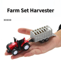 1/64 Alloy Tractor Trailer Sliding Toy Model Transport Vehicle Truck Simulation Tire Farm Set Harvester New Year's Gift for Boys