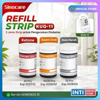 SINOCARE - Strip Tes B-Keton / Asam Urat / Gula Darah KUG-11 Tanpa Kode Chip|Refill Ketone Uric Acid