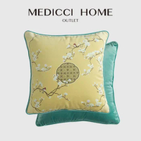 Medicci Home Farmhouse Cushion Covers Morandi Yellow And Blue Contrast Color Japanese Modern Square Pillow Case Shams Chic Deco