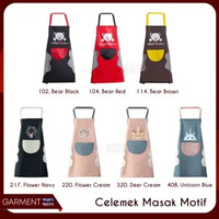 Apron Celemek Barista Waterproof Anti Air Dengan Lap Tangan Pria Wania Karakter Lucu Bahan Tebal RAN