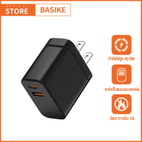 จัดส่งทันที. BASIKE PD 42.5W USB C Wall Charger Dual Ports A + C QC3.0 fast charging Type C Adapter