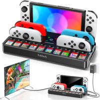 for Switch Joycon Charger Game Card Slot Switch TV Dock Station with HDMI &amp; 3.0 USB Port for Switch OLED Storage Charging Stand