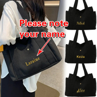 New Customized name Black Zipper Canvas bag ladies large canvas bag laptop canvas bag Tote Bag Golde