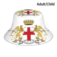 Genoa , Coat Of Arms ( Italy ) Bucket Hat Sun Cap Genoa Italy Italia Genova Zena Sampdoria Genovese Coat Of Arms Flag Ligurian