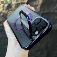 Invisible Fold Camera Stand Holder Bracket Case for iPhone 13 14 15Pro Max 13Pro 14Pro Max Magsafe Magnetic Charging Clear Cover