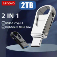 Lenovo Type C USB Flash Drive 2-IN-1 Lightning USB3.0 Pen Drive 1/2TB Pendrive 100MB/S Flash Disk With Key Ring For PC/iPhone