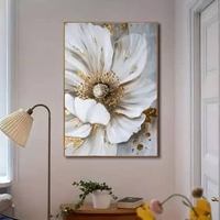 Hiasan Dinding Lukisan Aesthet Bunga Abstrak Timbul Dengan Bingkai - FUTURE ART PAINTIN tanpa bingka