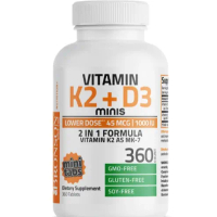 Bronson Vitamin 1000IU D3 45mcg K2 MK7 Mini Tablets Gluten & Soy Free Non GMO