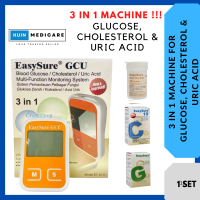 EASYSURE GCU 3-in-1 Blood Glucose, Cholesterol & Uric Acid Test Meter-2 Years Warranty& MDA Approved