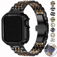 Metal Band+TPU Case for Apple Watch Ultra Band 49mm 41mm 45mm 40mm 44mm Cover Stainless Steel Bracelet Series 9 8 7 6 SE 5 42mm