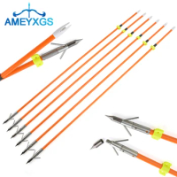 6/12Pcs Archery BowFishing Arrows Darts OD8mm Bowfishing Safety Slide Glass Fiber Hunting Points Tips Fishing Camping Training