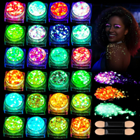 Teenitor 24 Colors Glow in The Dark Body Glitter Face Glitter Gel for Halloween Hair Glitter for Kid
