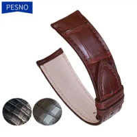 Pesno Replacement Watchbands for Jaeger-LeCoultre Master 1368420/1362501 Alligator Skin Leather Watch Strap Belt Men Accessories