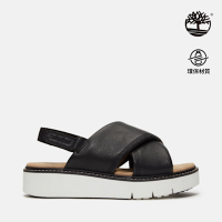 Timberland官方旗艦 女款黑色後帶式皮革涼鞋|A415JW02