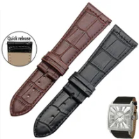 TOP Genuine leather watchbnd for Franck Muller men women Diamond watch straps 22mm 26mm FM black brown quick release bracelet