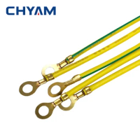 500pcs 10*100 Yellow Green Ground Circle Ring Terminal Wiring Cable Electric Earth Wire Connector 0.5mm2 Power Cord M10 100mm