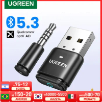 UGREEN USB Bluetooth 5.3 Transmitter aptX HD AD Audio Adapter for PS5 PS4 Nintendo Switch Headset Speaker Mic Bluetooth Receiver