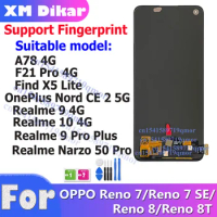 OLED For Oppo Realme9 Pro+ RMX3521 RRMX3392 Narzo50Pro LCD Digitizer For Find X5Lite /F21 Pro/A78/OnePlus NordCE2 CPH2371 IV2201
