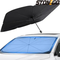 Car Sunshade Creative Inner Umbrella Car Windshield Sunshade Titanium Silver Retractable Heat Insulation Sunscreen Parasol