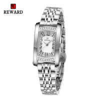 New REWARD Women Watches SEIKO PC21 Fashion Wristwatches for Female Stainless Steel Waterproof Silver Simple Wrist Watches