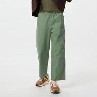 UNIQLO Celana Panjang wanita Katun Rileks Ankle Cotton Relax Pants GREEN M