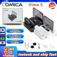 Comica Vimo S 2.4G Wireless Lapel Microphone Compact With Charging Case Mini for iPhone Android Lavalier Mic Vlog Youtube