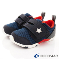 ★日本月星Moonstar機能童鞋四大機能系列寬楦頂級學步鞋款8885深藍(寶寶段)