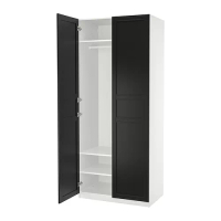 PAX/FLISBERGET 衣櫃/衣櫥, 白色/碳黑色, 100x60x236 公分