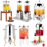 Catering serving utensils commercial cold drink dispenser 8l cooling juice dispenser single/double tank buffet drink dispenser