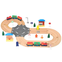 Highway Disc Eight Character Wooden Track Set Train Game Toys Compatible With Wooden Small Train Track Children 1:64 Pd10