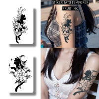 FRUIT INK Stiker Tato Temporer Motif Kucing Moonlight Flower – Desain Elegan & Bold Temporary Tatto 